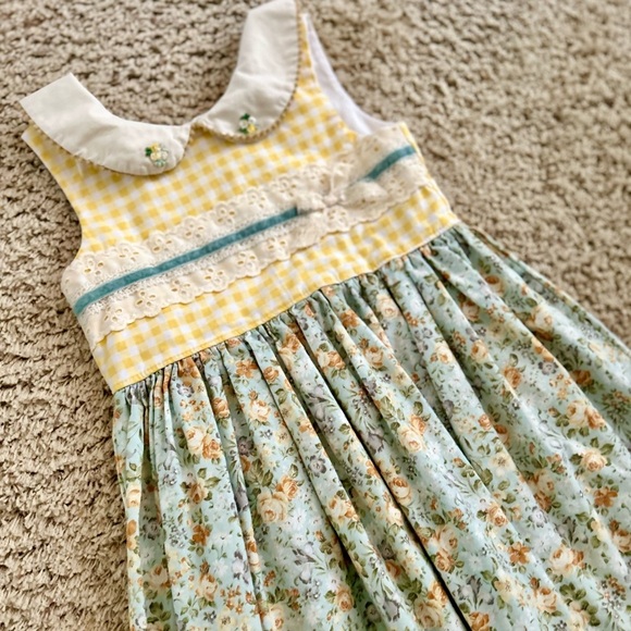 JK Heirloom Yellow Floral Girls Boutique Dress Size 6 - Picture 10 of 13